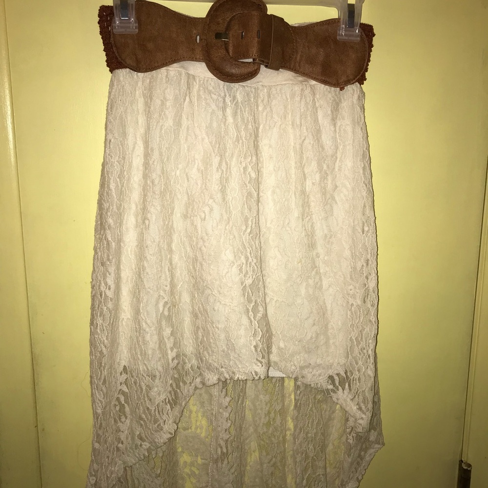 Rue21 High Low Ivory Skirt with Belt
